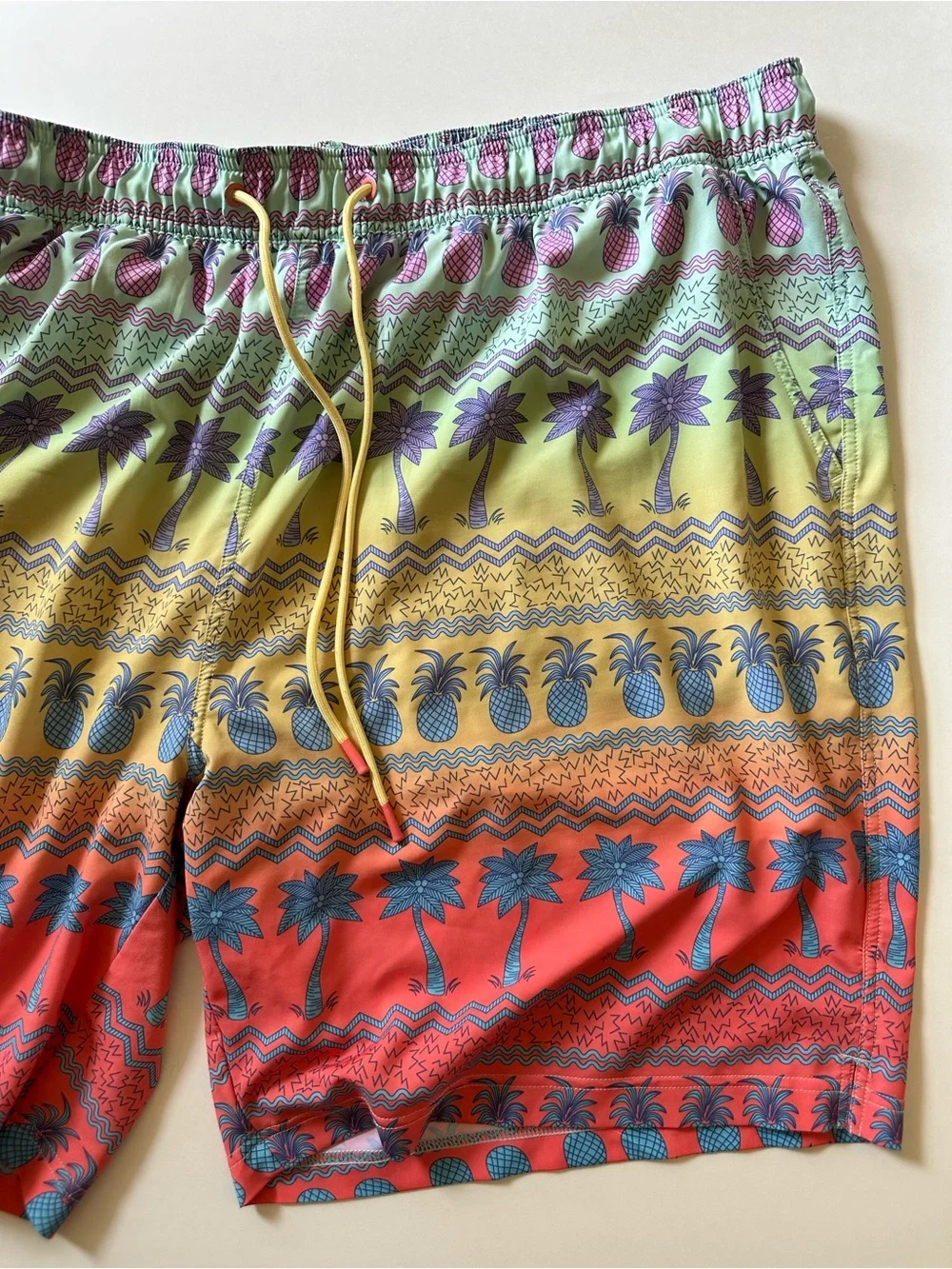 Caribbean Pineapple palm Tree Tropical Swim Trunks
